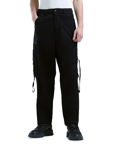 Image of Flying Machine Men's Loose Fit Trousers| Solid | Mid Rise