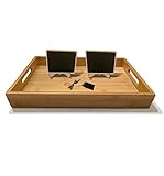 100% Bamboo Tray with Handles , Rectangular 15x10x2 inches Small Tray , Natural Color Serving Trays...