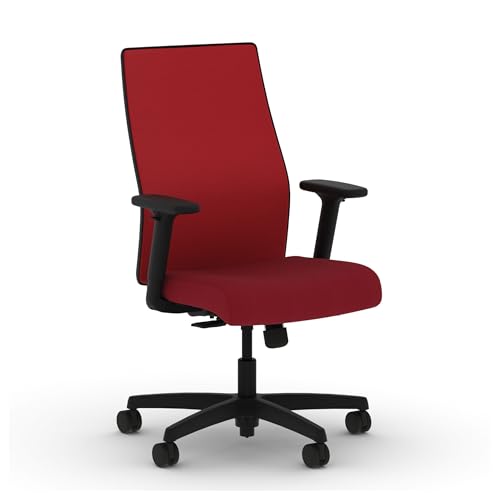 Image of HON Ignition 2.0 Mid‑Back Ergonomic Office Chair, Mesh Task Desk Chair with Lumbar Support, Standard Synchro‑Tilt, Height and Width Adjustable Arms, Black Frame, Bullseye