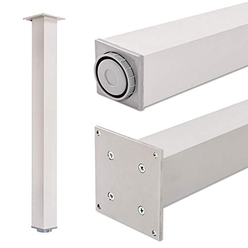 Pied de table, 100% aluminium, hauteur réglable | Sossai® Exclusif E4TBAL | Profil: carré | Outils pour l'assemblage inclu | 1 pied de table | Hauteur: 82 cm (820 mm), réglable + 2 cm