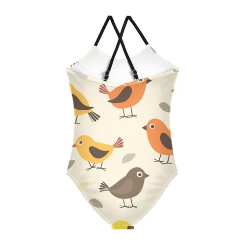Bolaz Girls Swimsuits One-Piece Bathing Suits Multicolor Kids Sport Summer Beach Swimwear for 3-10 Years Old-Cute Cartoon Birds2