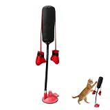 EPMOCN Saco de Boxeo para Gatos, Juguete Interactivo Gato para Gatitos - Alivia el Aburrimiento, Juguetes para Gatos con Muelle y Guantes, Juego de Estimulación de Caza para Mascotas