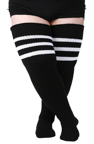 Women's Plus Size Thigh High Socks for Thick Thighs - Striped Over the Knee Leg Warmer Boot Socks2