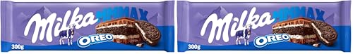 Milka Oreo - Chocolate Con Leche De Los Alpes Relleno De Galletas Oreo Y Crema De Vainilla, 300 Gramo (Paquete de 2)