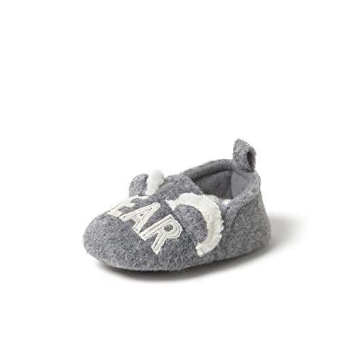 Dearfoams Unisex-Child Lil Slipper, Light Grey Baby Bear, 0 3 Months Infant