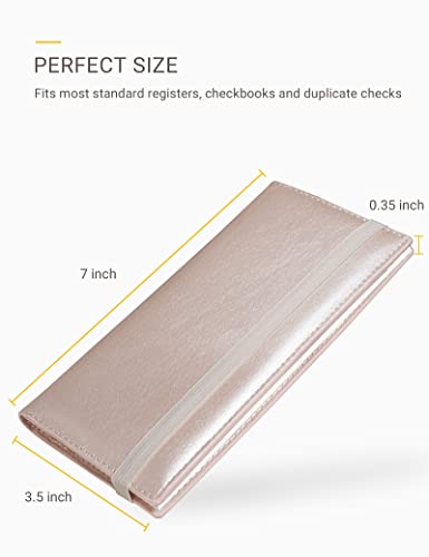 Image of Zreal Checkbook Cover for Men & Women, Premium Vegan Leather Checkbook Holder for Top & Side Tear Duplicate Checks with RFID Blocking (Champagne)