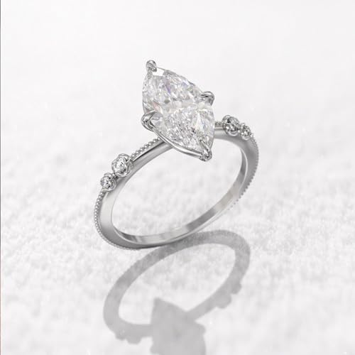 925 sterling silver Ring for Women classic four-claw hand set horse-eye zircon ring Stackable Rings 18K White Gold Plated Cubic Zirconia Promise ring wedding engagement diamond ring 6 Silver4