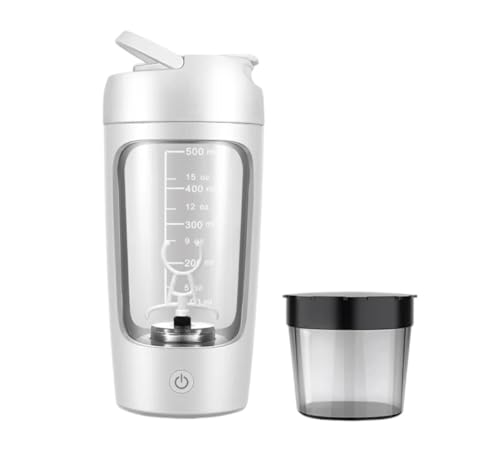 Electric Portable Protein Shaker Bottle for Smooth Blends | w/FREE PROTEIN POWDER CUP | Premium...