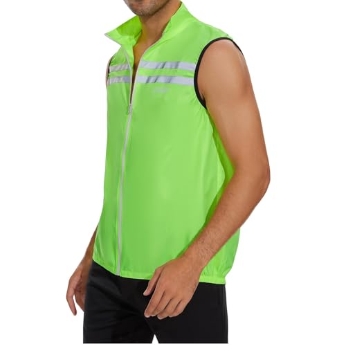 Image of bpbtti Men's Hi-Viz Safety Running Cycling Vest Sleeveless Windbreaker vests- Windproof and Reflective