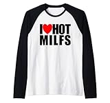 i love hot milfs cuore rosso amore hot mom i love hot milfs maglia con maniche raglan
