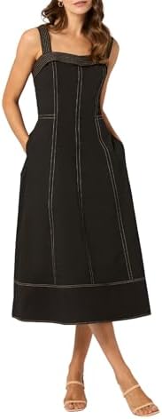 Shoshanna Women&#39;s Topstitched Cotton Poplin Maxwell Dress