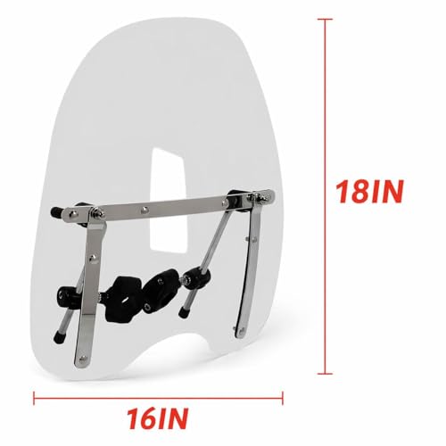 Image of Universal 18 inchx16 inch Motorcycle Windshield Windscreen Compatible with Harley Davidson Sportster Dyna Glide Softail Honda Kawasaki Suzuki Yamaha Cruiser Savage Intruder Volusia Boulevard Vulcan Vn Clear