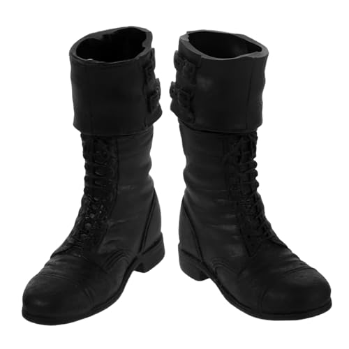 JOINPAYA Botas de Cuero Simulación para Muñecas Zapatos de Soldado Realistas para Figuras de Acción Articuladas Accesorios Miniatura para Ropa de Peluches y Muñecos