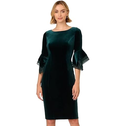 Adrianna Papell Velvet Bell Sleeve Dress Cover