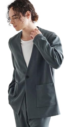 [ ティーケー タケオキクチ ] ノーカラージャケット 【セットアップ対応】ポリツイルノーカラージャケット C0144165 メンズ ブルーグリーン(097) 03(L)