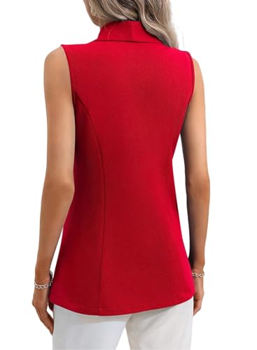 Womens Sleeveless Vest Blazer Open Front Lapel V Neck One Button Vest Top Work Suit Vest for Women2