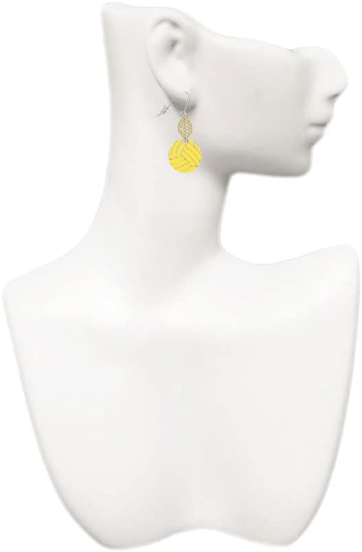 Delight Jewelry 3/4'' Enamel Water Polo Ball Goldtone Leaf French Earrings