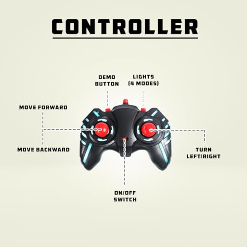 Wembley Offroad Rechargeable Remote Control Car Toy for Boys | Monster Truck RC Car with 4 Headlight Modes | Lithium Battery | C-Type Charging | Remote Car for Kids Adult | Made in India - Black