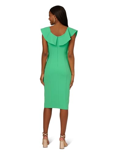 Image of Adrianna Papell Women's Knit Crepe Ruffle MIDI Dress