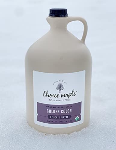 Choice Maple • Organic & Kosher Vermont Maple Syrup • Golden Color with Delicate Taste • One Gallon