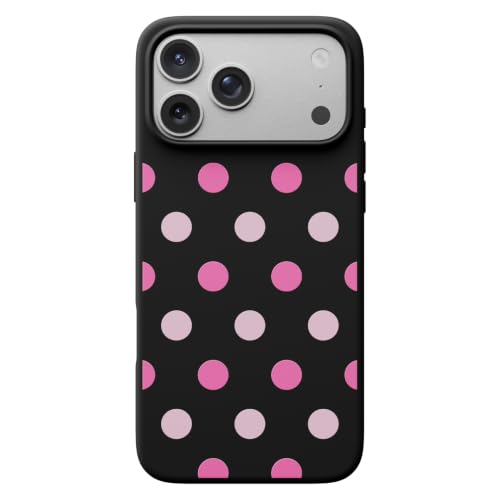 Image of ORNARTO Compatible with iPhone 17 Pro Max Case 6.9 inch, Slim Liquid Silicone 3 Layers Soft Gel Rubber Shockproof Protective Cover with Anti-Scratch Microfiber Lining-Black Pink Polka Dot