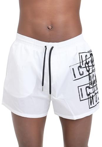 Short de mer DSQUARED2 Icon blanc en tissu technique premium pour homme