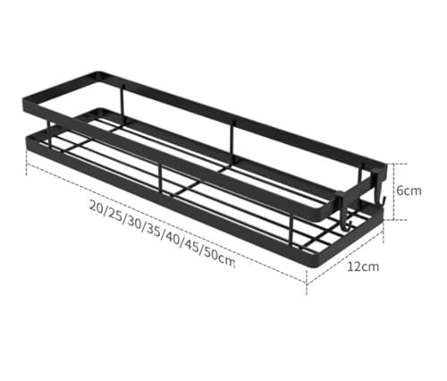 Estante de especias de montaje en pared negro, organizador de estantes de cocina de acero al carbono para frascos y botellas, soporte de almacenamiento de ahorro de espacio para artículos de tocador d