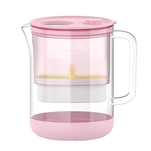 Waterdrop PT-72P Glass Water Filter Jug 2.5L NSF/ANSI 53 42 & 372 Certified 2 Months Filter Reduces PFOA/PFOS Chlorine Cadmium Copper & Mercury BPA-Free Pink