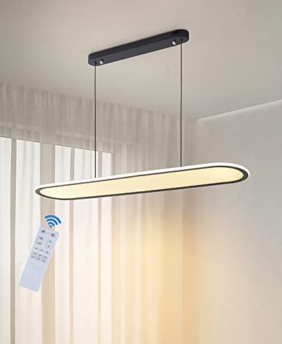 56W LED Moderna Lámpara Colgante de Techo Mesa de Comedor Iluminación de Techo Regulable con Control Remoto, Altura Ajustable Lámpara de araña, Lámparas de Techo LED para Cocina Oficina Sala de Estar Cover