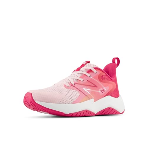 New Balance Rave Run V2 Lace-up Shoe, Rose Sugar/Carnival Pink/Signal Pink, 4 US Unisex Big Kid