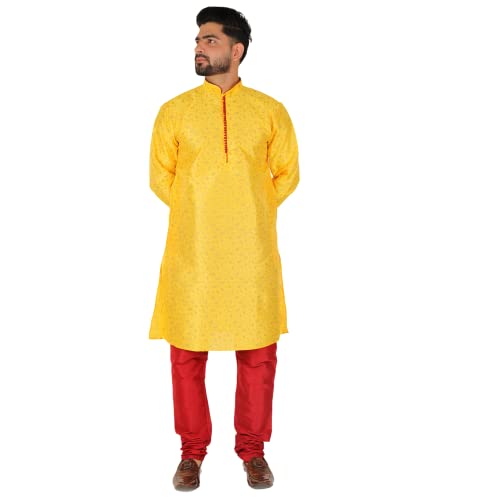Image of Pro-Ethic Style Developer Men's & Boys Silk Floral Baap Beta Kurta Pajama Set | Father Son Matching Dresses | | (B-111)