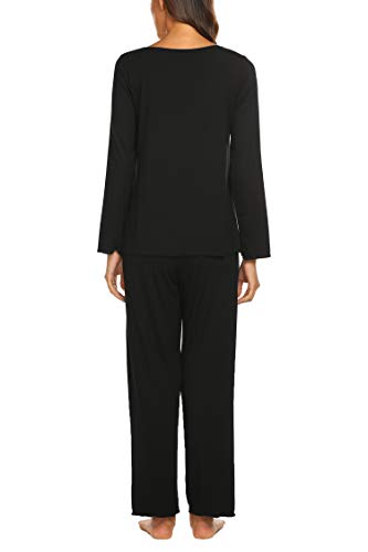 Image of Ekouaer Womens Pajama Sets 2 Piece Lounge Set Fall Winter Pajamas Long Sleeve Pjs Top and Pants Soft Pj Sets Loose Sleepwear