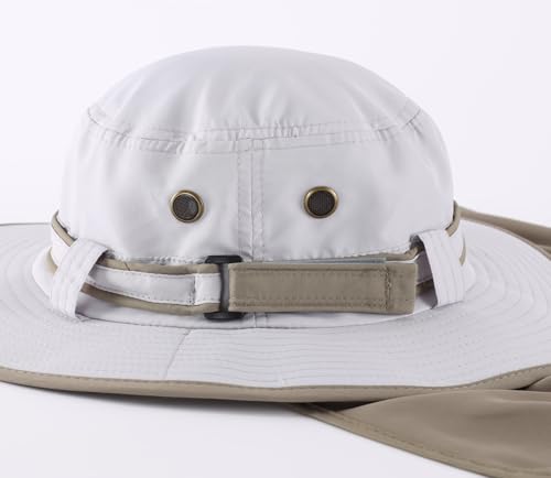 Image of Home Prefer UPF50 Mens Sun Hat with Neck Flap Quick Dry UV Protection Cap Womens Wide Brim Fishing Hat Neck Flap Beach Garden
