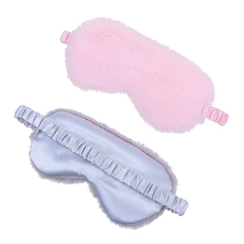 ELAYARD 2個 遮光プラッシュアイマスク 柔らかい素材で快適 睡眠改善用 レディース ガールズ向けナップ用ブラフォールド