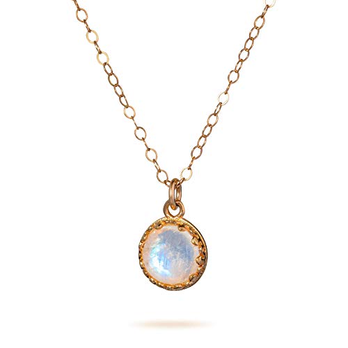 Moonstone Pendant Necklace Rose Gold 