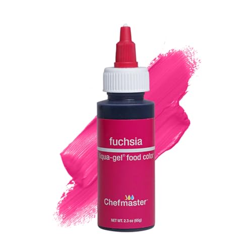 Image of Chefmaster Fuschsia Liqua-Gel Food Coloring | Vibrant Color | Professional-Grade Dye for Icing, Frosting, Fondant | Baking & Decorating | Fade-Resistant | Easy-to-Use | Made in USA | 2.3 oz