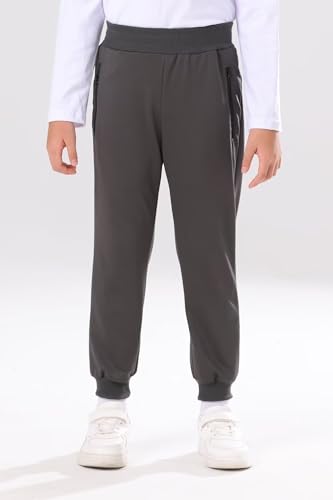 BINPAW 3 Pack Boy's Pull On Sweatpants Active Jogger Pants with Zipper Pocket Athletic Pants for Kids, Blue/Dark Gray/Gray, 7-8 Years = Tag 1302