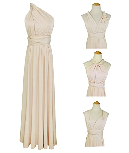 Image of Sexyshine Women's Backless Gown Dress Convertible Multi-Way Wrap Halter Cocktail Dress Bandage Bridesmaid Long Dresses