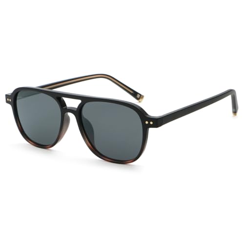 Male Polarized Sunglasses Retro Women Cp Acetate Temple Unisex Double Bridge Square Sun Glasses Uv400