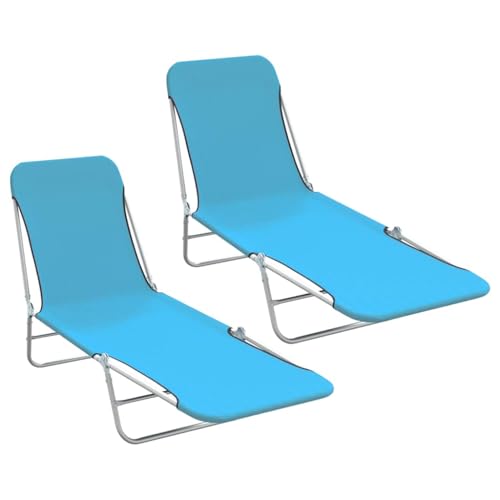 Chaise longue de camping pliable et réglable Lot de 2 transats dossier inclinable acier