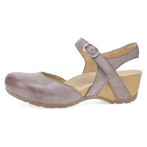 Image of Dansko Tiffani Wedge Sandal for Women - Cushioned, Contoured Footbed for All-Day Comfort and Support - Hook & Loop Strap with Buckle Detail - Lightweight Rubber Outsole