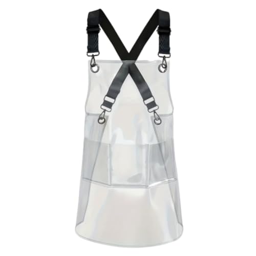 Tablier transparent, tablier de travail pour salon de coiffure - Tablier de travail imperméable et résistant à l'huile | Équipement de cuisine à bavette réglable...