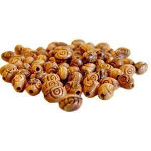 100 Oval Carved Olive Wood Beads-Oval 9mm