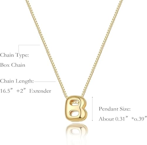 Image of Personalized Bubble Letter Initial Necklace, 14K Gold Plated, Dainty Pendant for Women, Trendy Gold Jewelry