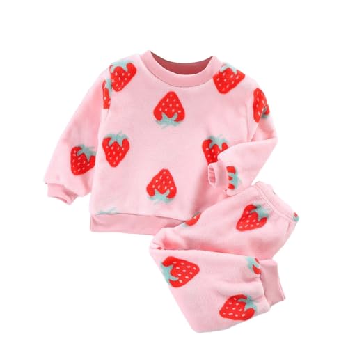 Uwdiohq Kinder Mädchen/Winter Warmer Flanellanzug mit Baumwolle gepolstert Homewear Top und Hose Set 2-teilige Outfits Baby Neugeborene Kleidung