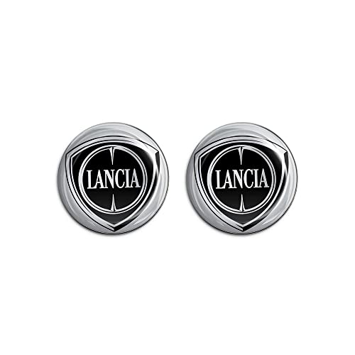 Lancia 21282 Autocollant 3D Logo Officiel Noir, Diamètre 21 mm, 2 Pièces Cover