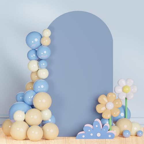 PATYDEST Dusty Blue Arch Cover 7.2FT Spandex Fitted Wedding Arch Covers Round Top Arch Cover Backdrop Fabric for Balloon Arch Stand Cover Chiara Backdrop Cover for Baby Shower Birthday Party Decor
