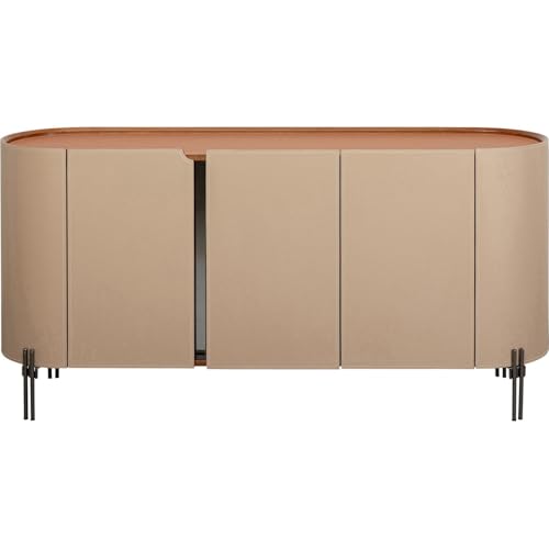 Kare Buffet Design Tango, Beige/Orange, 150 x 75 cm, avec 4 Compartiments, revêtement Textile, Rangement Robuste, Salon