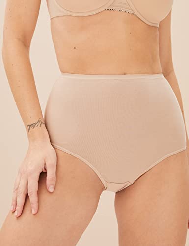 Image of Marks & Spencer Womens Cotton Blend Solid High Rise Full Briefs (Pack of 5)