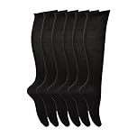 Youngly 6 Pairs of Cotton Lycra Plain Knee High Socks Extra Long Smooth Socks for Women & Girls Knitted UK Size 4-6